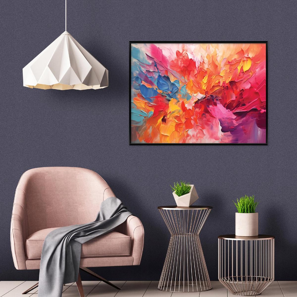 BILDER mit Rahmen Abstrakt Aquarell Bunt 120x80 cm - Multicolor, Holzwerkstoff (120/80cm) - Wallarena