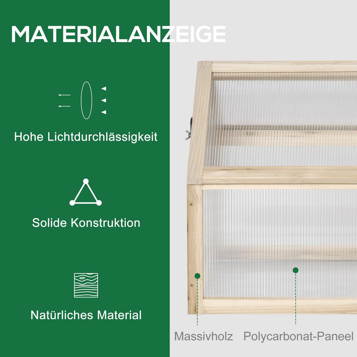 FRÜHBEET aus Holz 90 x 52 x 49,5 cm - Naturfarben, Holz (52/49.5/90cm) - Outsunny