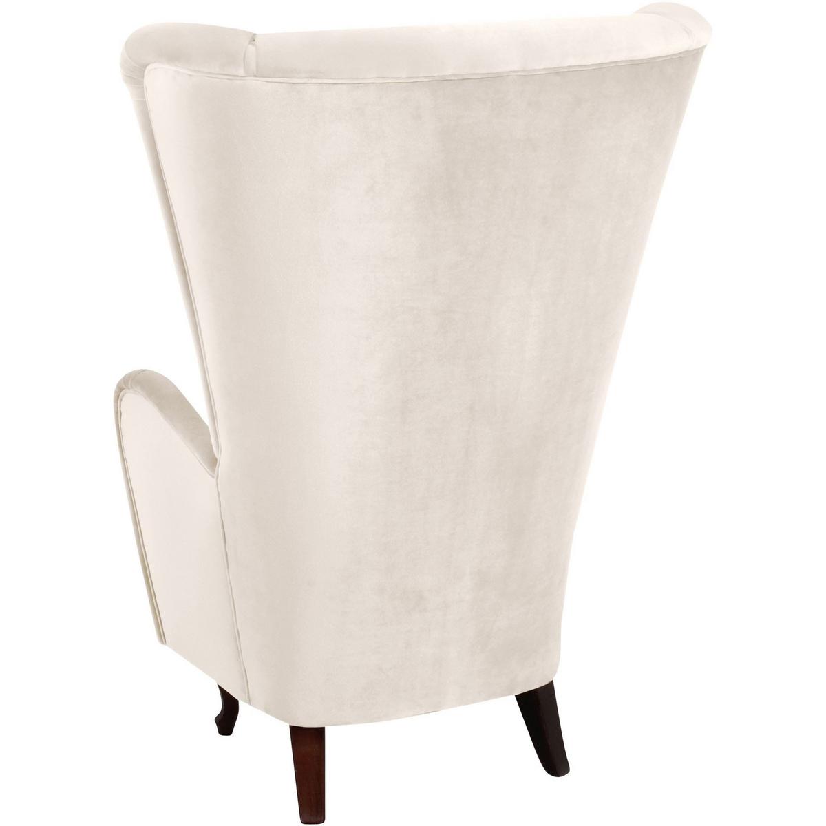 HOCHLEHNSESSEL Kailey Bezug Samtvelours Buche nussbaum dunkel / creme - Weiß, Kunststoff (96/122/89cm) - 58aufmkessel