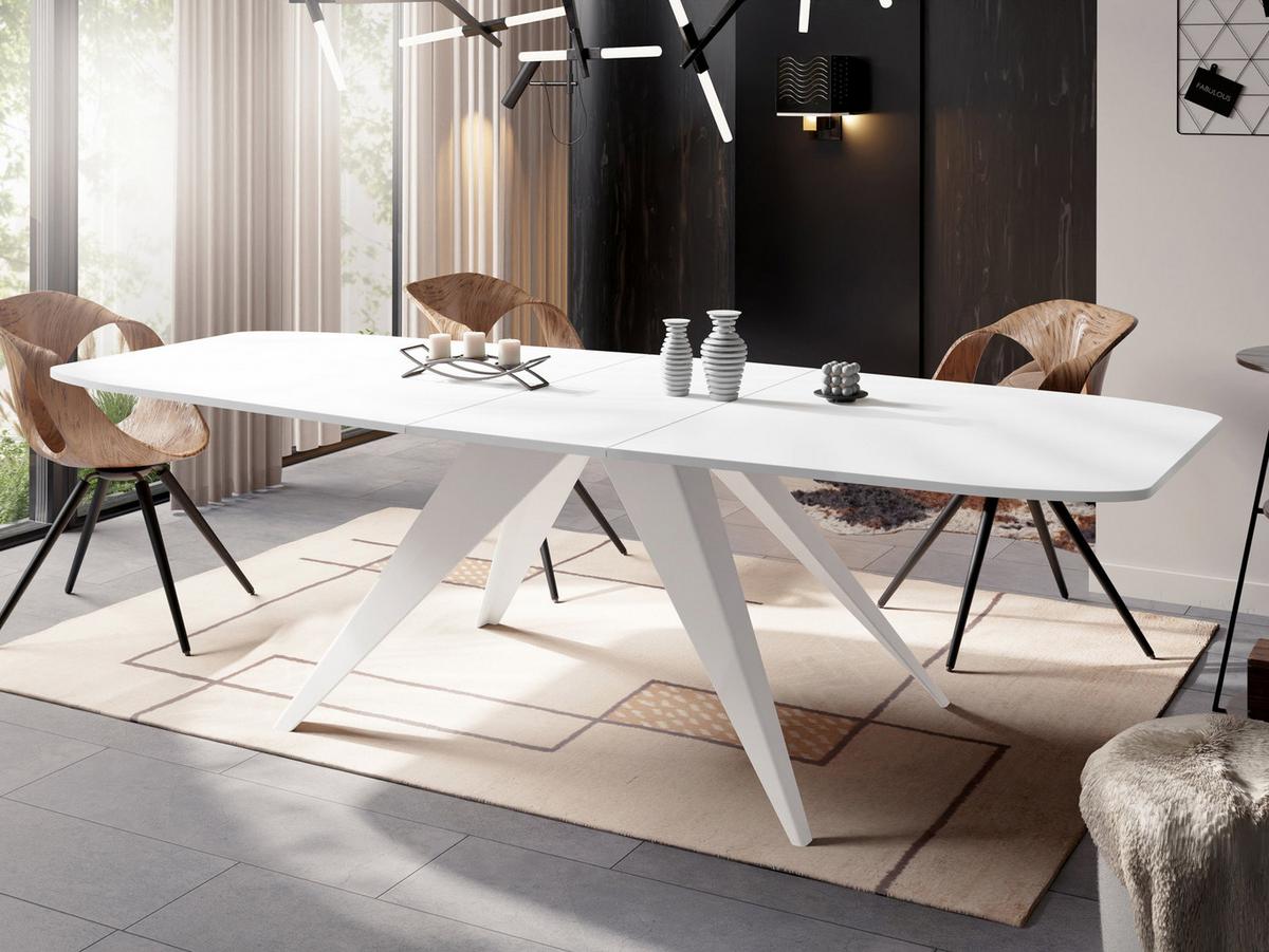 ESSTISCH Fatina rechteckig ausziehbar, Weiß 160-198/90/76 cm - Weiß, Holzwerkstoff/Metall (80/200/76cm) - WFL GROUP