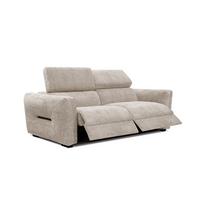SOFA CALVERA 3-Sitzer mit 2 Relaxfunktionen, ecru - Ecru/Schwarz, Holzwerkstoff/Textil (204/79/106cm) - Wozimo