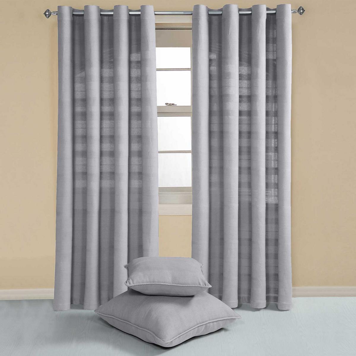 ÖSENVORHANG Rajput blickdicht 2er-Set, 167/182 cm - Hellgrau, Textil (167/182cm) - Homescapes