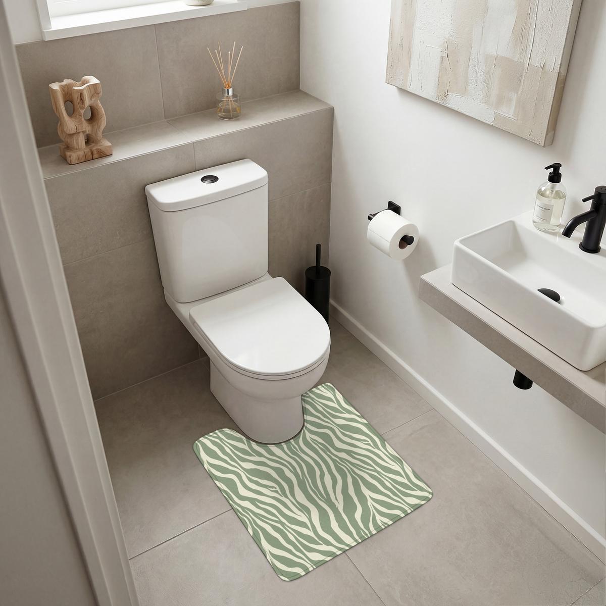 WC-VORLEGER Zebra - Motiv - Grün Toilettenvorleger 55x60 cm - Salbeigrün, Textil (55/1cm) - OnlyWow