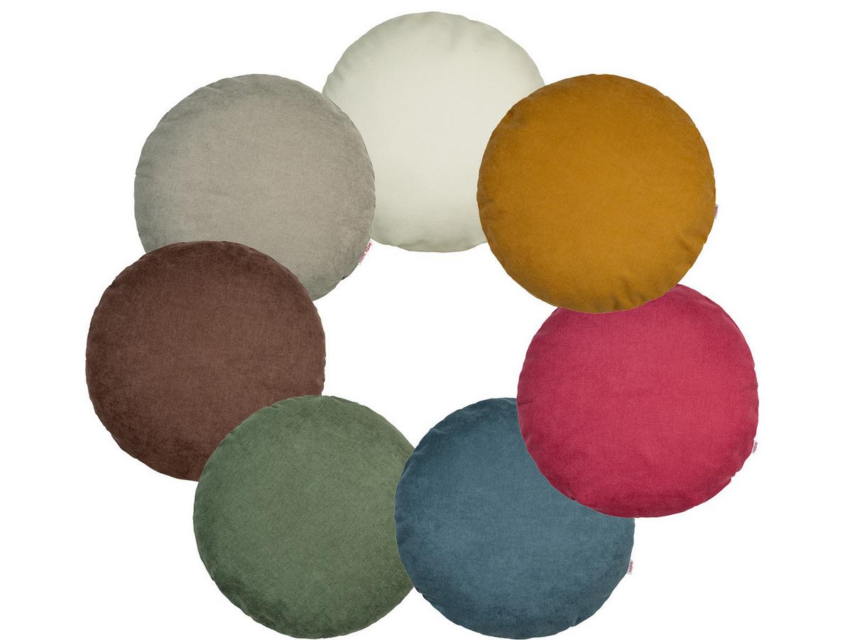 KISSENHÜLLE Rund FarbTon Chenille-Haptik kaffee-braun 50 cm Ø - Braun, Textil (50/50cm) - beties Heimtextil