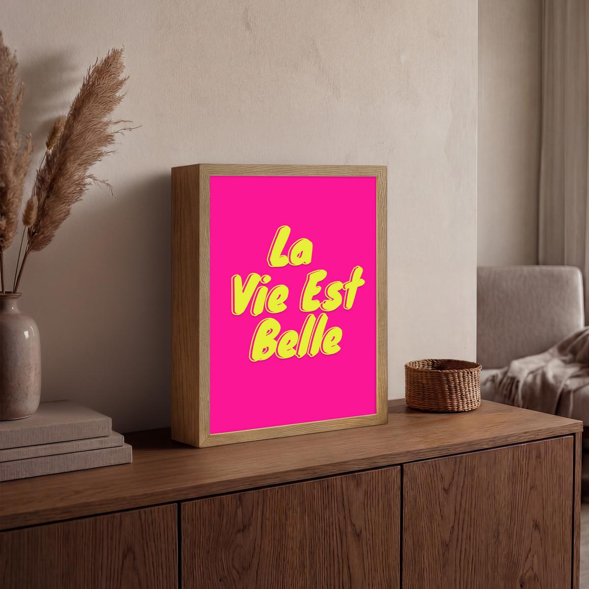 WANDLEUCHTE MIT AKKU Zitat - Retro - Rosa 30x40 cm - Pink, Holzwerkstoff (30/40/8cm) - OnlyWow