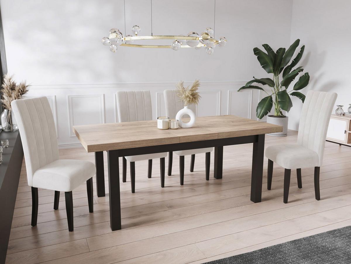 ESSTISCH Gemini rechteckig ausziehbar, Sonoma Eiche 200-300/100/78 cm - Schwarz/Sonoma Eiche, Holz/Holzwerkstoff (100/300/78cm) - WFL GROUP