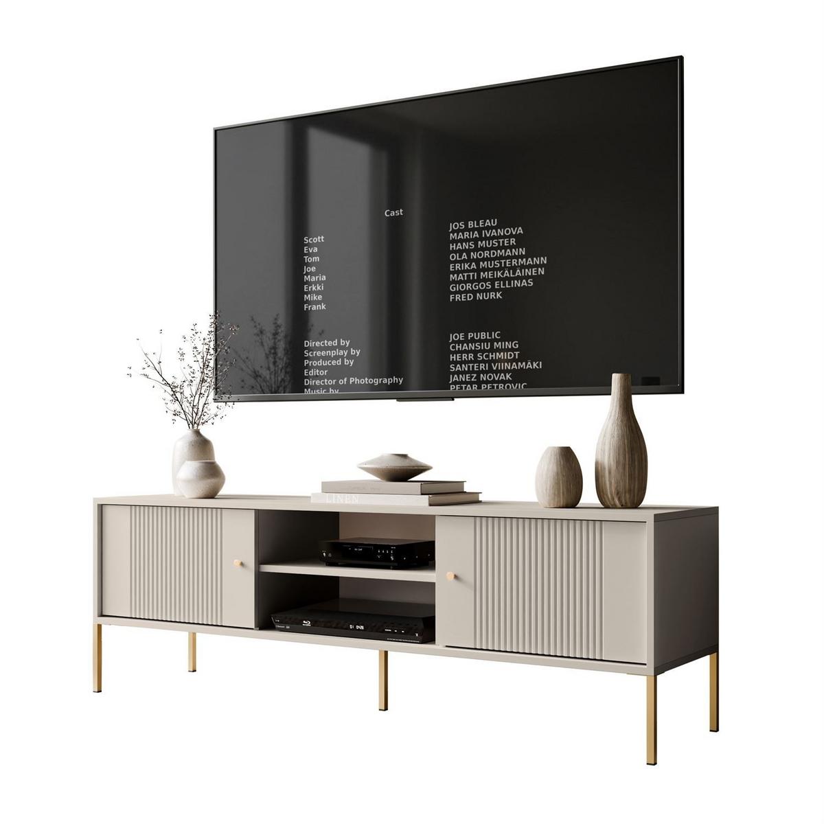 TV-UNIT VIVALDI mit geriffelten Fronten - Kaschmir, Holzwerkstoff (155/51/39cm) - Lookway