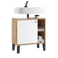 WASCHBECKENUNTERSCHRANK weiß, Evoke Eiche, Badezimmer Unterschrank, 60 cm - Eichefarben/Schwarz, Holzwerkstoff/Kunststoff (60/65/33cm) - Furn.Design