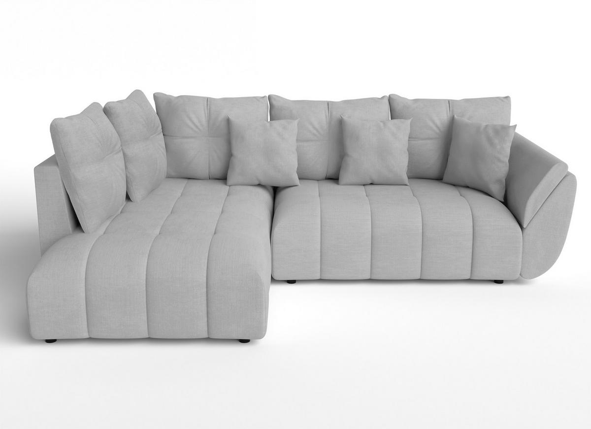 ECKSOFA L Form Corleone Hellgrau 268/192/96 cm mit Schlaffunktion - Hellgrau/Schwarz, Kunststoff/Textil (268/192cm) - AX Living