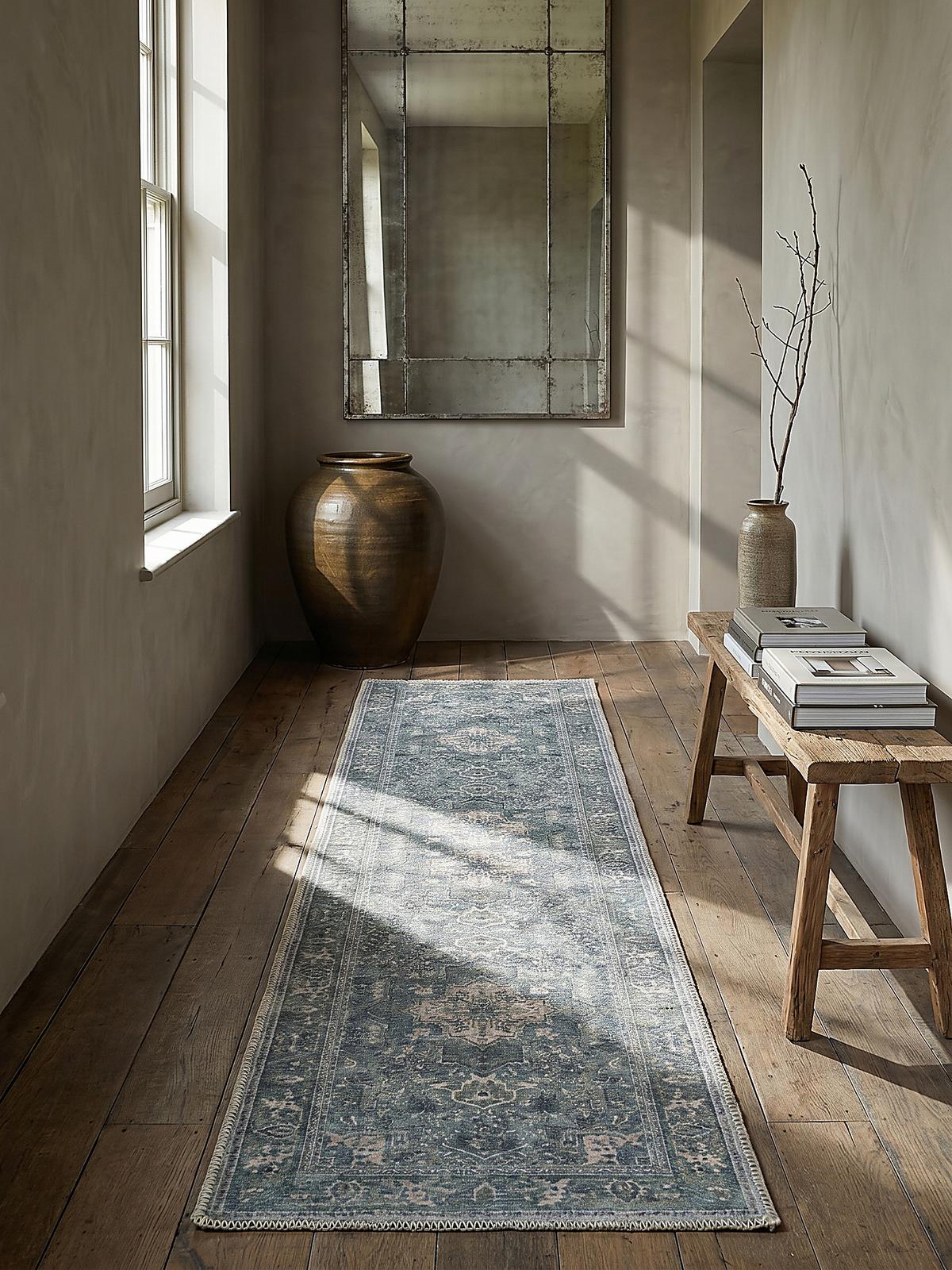TEPPICH Waschbar HALD, klassisch im Vintage-Stil, Türkis, 60 x 230 cm - Blau, Textil (230/60cm) - KADIMA DESIGN