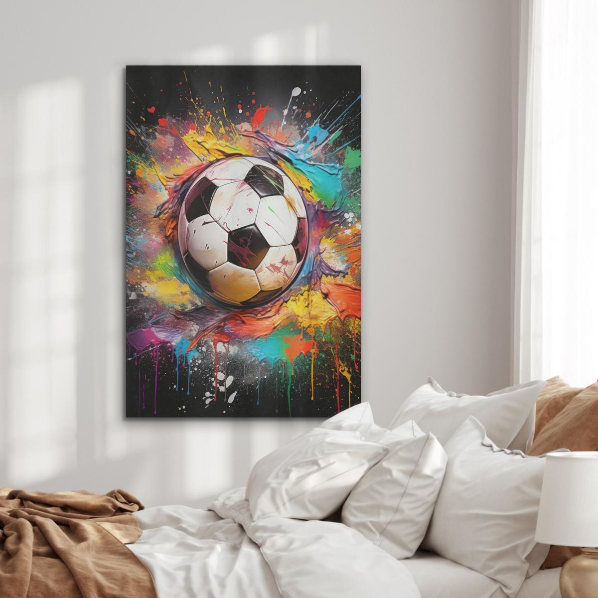 AKUSTIKBILD Fußball - Farbe - Farben - Schwarz - Weiß Wanddeko 70x100 cm - Weiß, Kunststoff (70/100/0.9cm) - MuchoWow