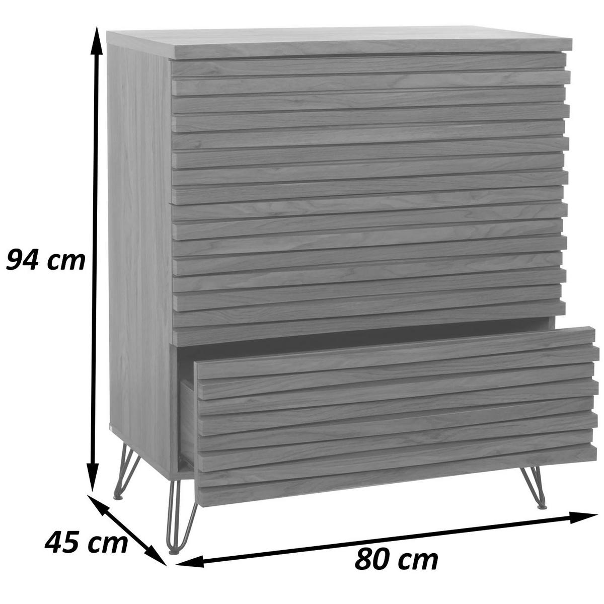 KOMMODE Walnuss Dekor - Walnussfarben, Holzwerkstoff (80/94/45cm) - MCW