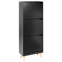 SCHUHSCHRANK Schwarz Neika - Hellbraun/Schwarz, Holzwerkstoff (47/121/24cm) - Beliani