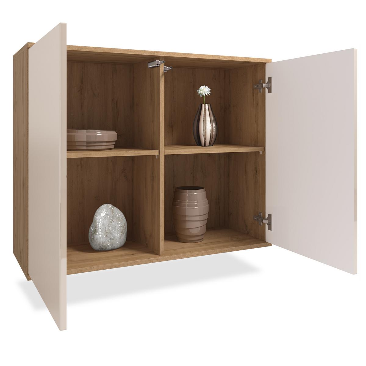 KOMMODE Skadu Creme Hochglanz - Creme, Holzwerkstoff (92.5/73.5/35cm) - Vladon