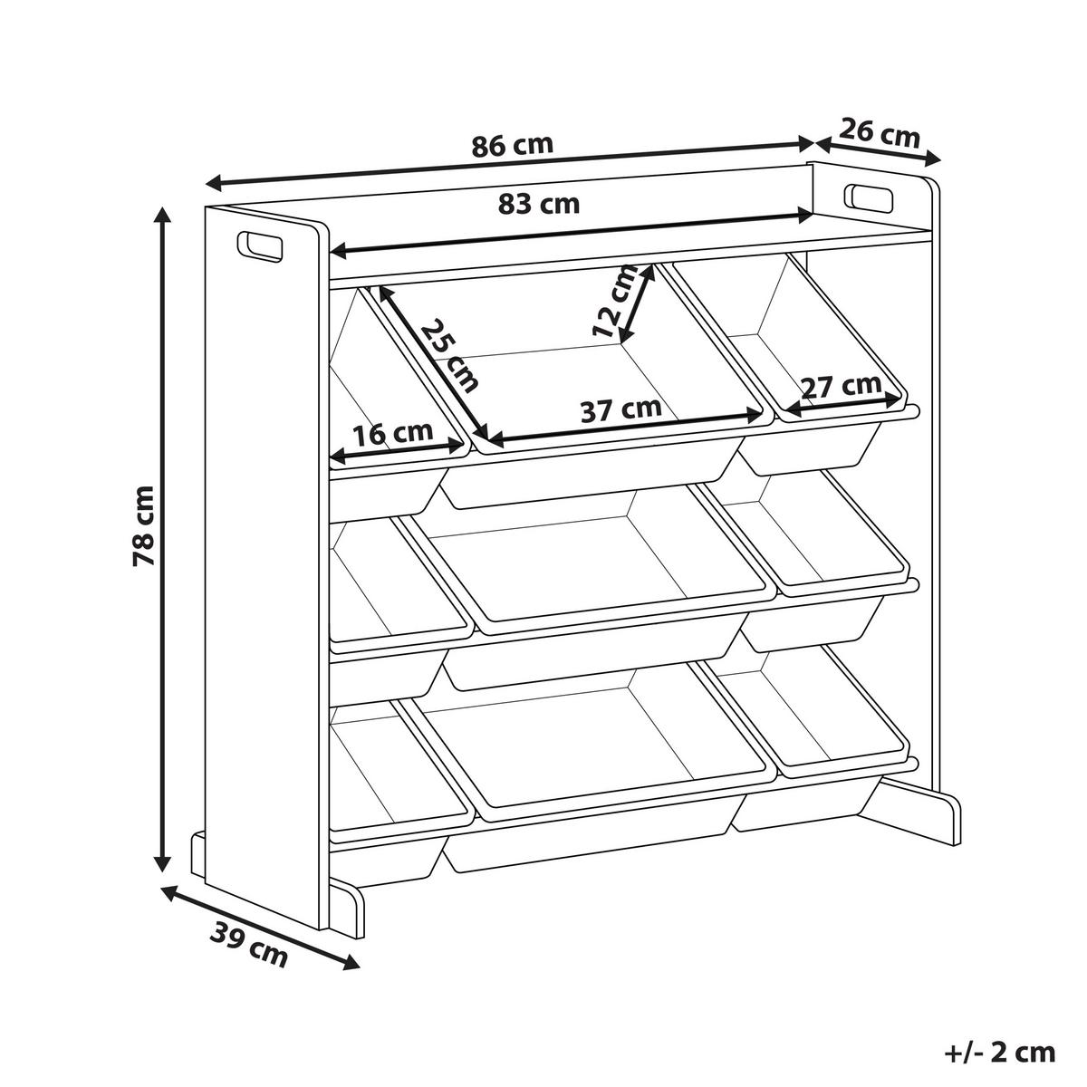 REGAL mit 9 Aufbewahrungsboxen 78 cm Grau Collie - Dunkelgrau/Weiß, Holzwerkstoff (86/78/39cm) - Beliani