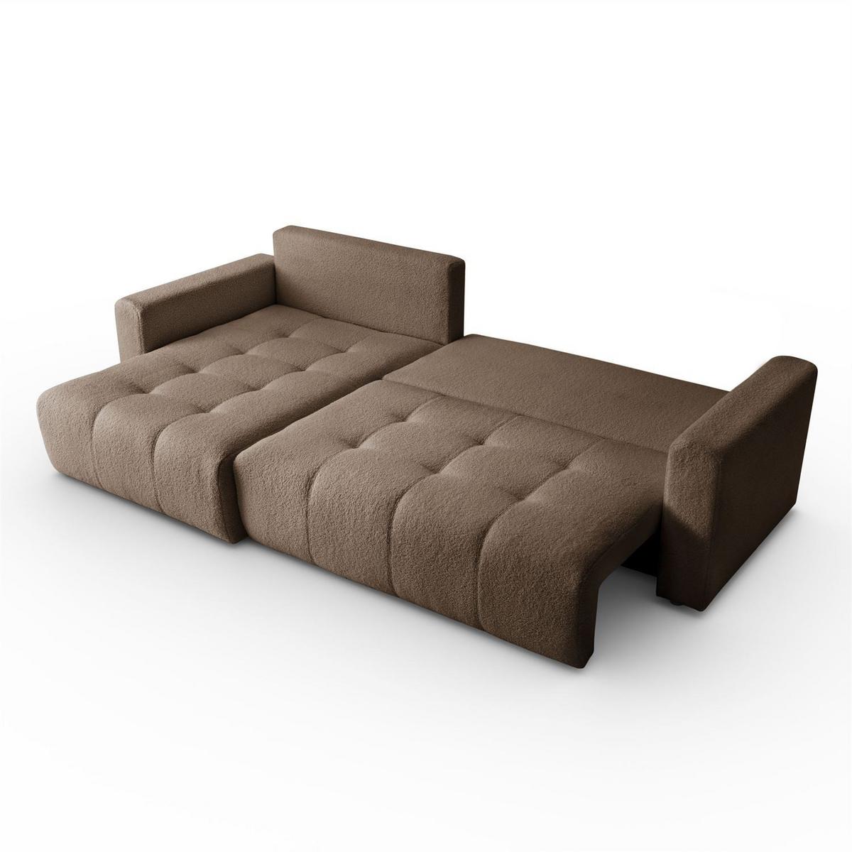 ECKSOFA ASTON mit Schlaffunktion und Bettkasten - Braun, Textil (261/143cm) - Lookway