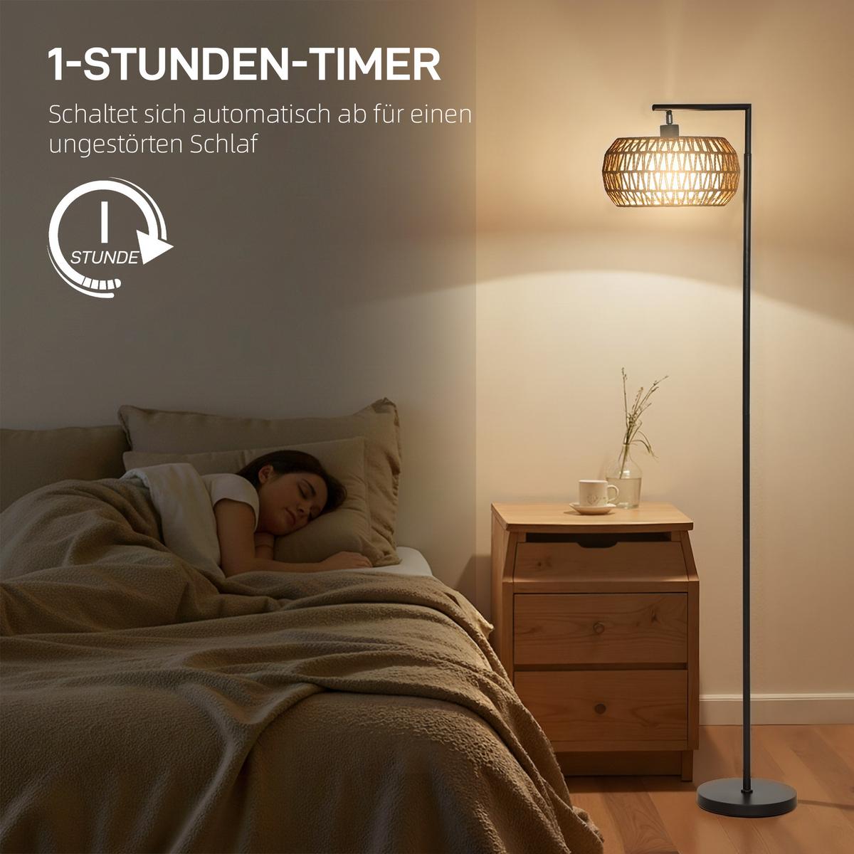 LED-STEHLAMPE Stahl TC-Stoff Schwarz - Schwarz, Metall (52/33/170cm) - HOMCOM