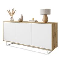 KOMMODE SANAYI II Eiche Artisan/Weiß auf weißem Gestell - Weiß, Holzwerkstoff (153.9/75/39.6cm) - Lookway