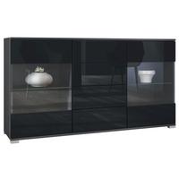 SIDEBOARD Bari Schwarz Hochglanz - Schwarz Hochglanz, Holzwerkstoff (138.5/75.5/35cm) - Vladon
