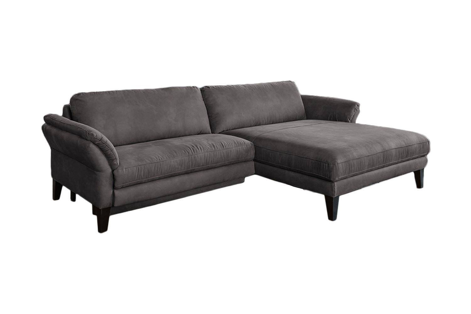 ECKSOFA MALTA Anthrazit Webstoff - Anthrazit/Schwarz, Buchenholz/Textil (302/175cm) - KAWOLA