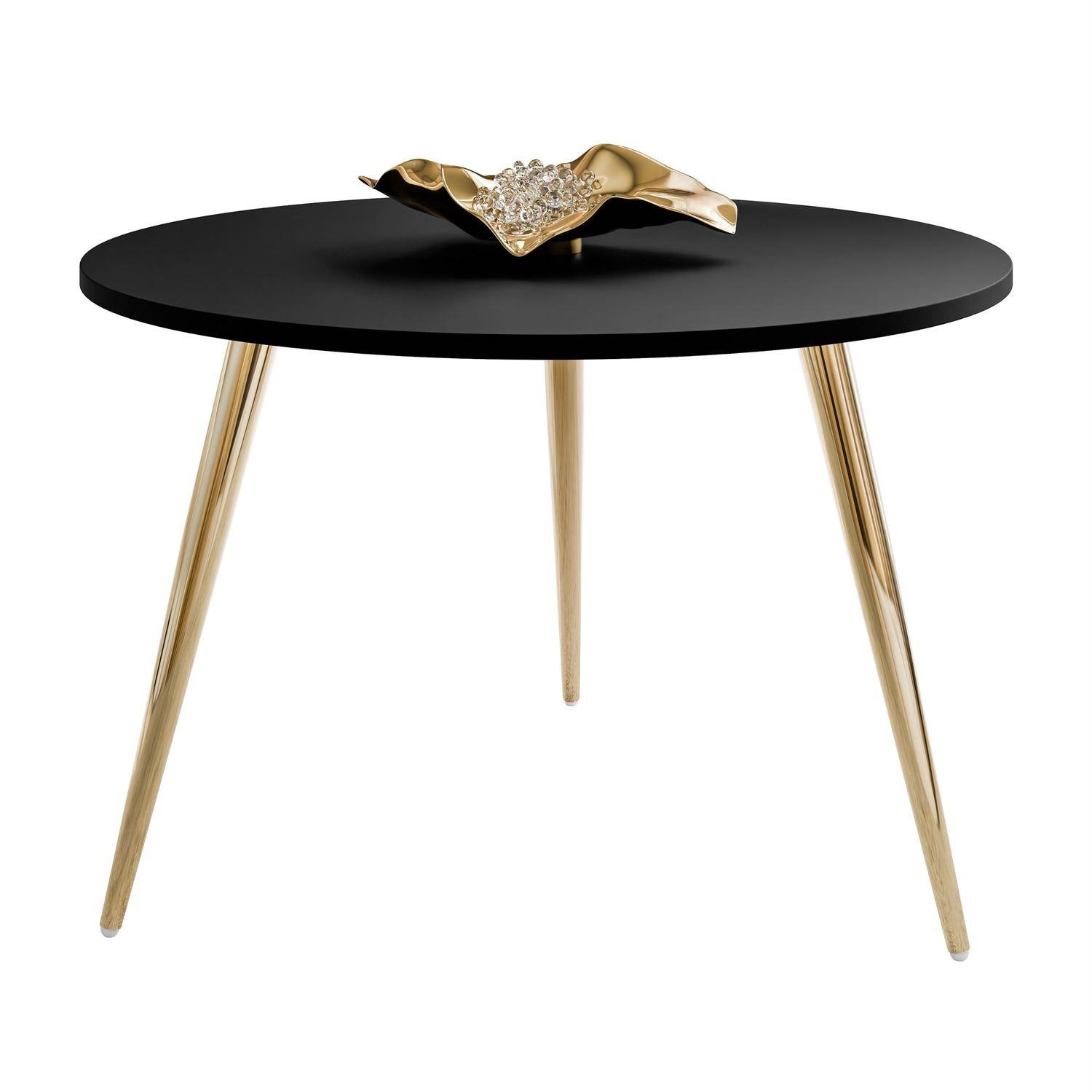 COUCHTISCH SOLEIL II, rund, mattschwarz, auf goldenen Beinen - Schwarz, Holzwerkstoff (60/60/47cm) - Lookway