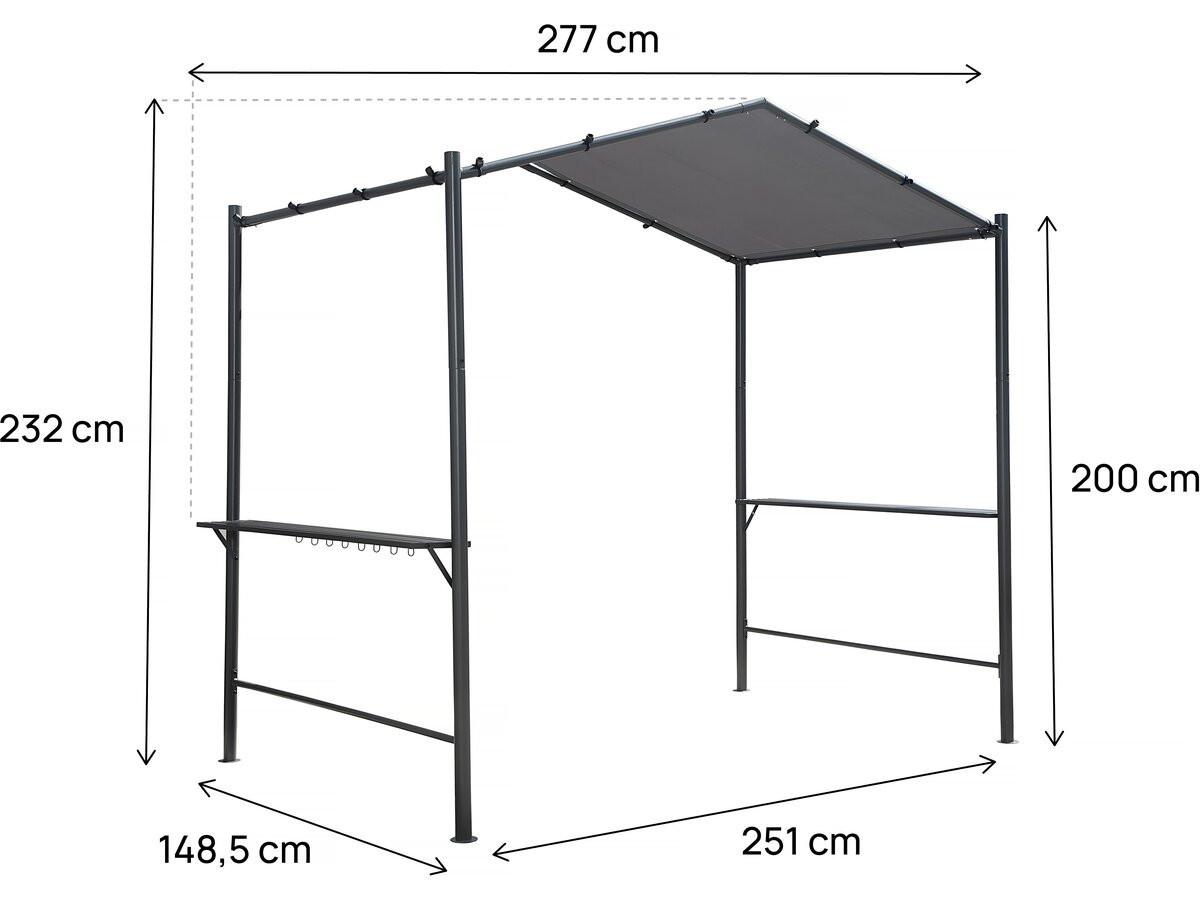 PERGOLA - MARKISE pergola tonnelle pour barbecue - 277 x 149 cm - anthracite Anthrazit - Grau, Metall (149/232/277cm) - Habitat Garten