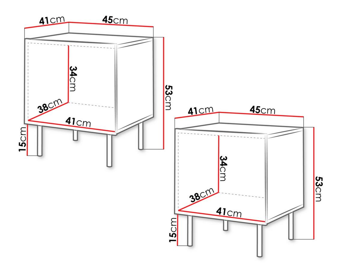 NACHTTISCHE-SET Tacos - Schwarz/Braun, Holzwerkstoff/Metall (45/53/41cm) - MIRJAN24
