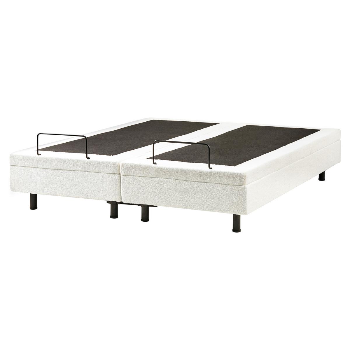 BETT verstellbar ohne Kopfteil Bouclé 160/200 cm Cremeweiß Duke - Creme, Textil (160/200cm) - Beliani