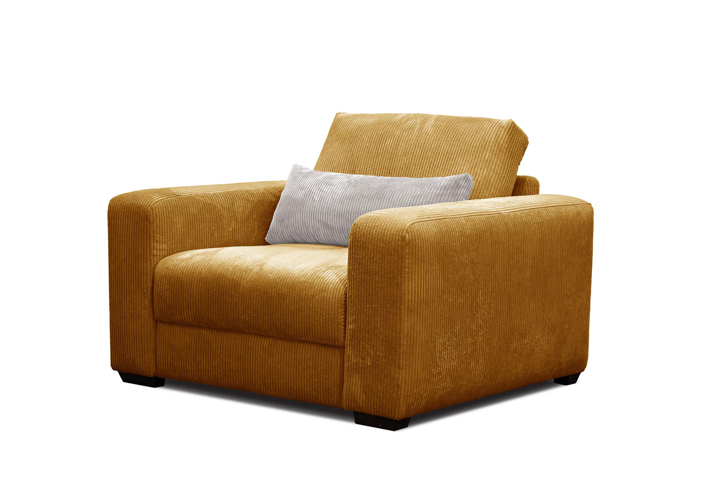 SESSEL OLI in Cordstoff safran - Gelb, Holz/Textil (130/91/108cm) - Wozimo