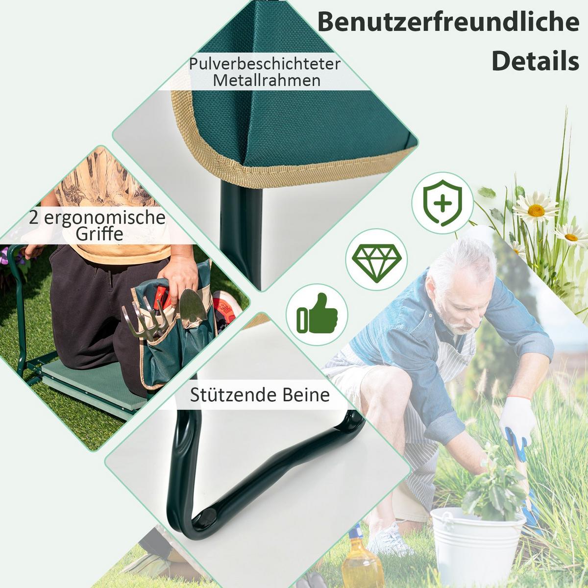 KNIEBANK Grün - Grün, Metall (58/50/27.5cm) - COSTWAY