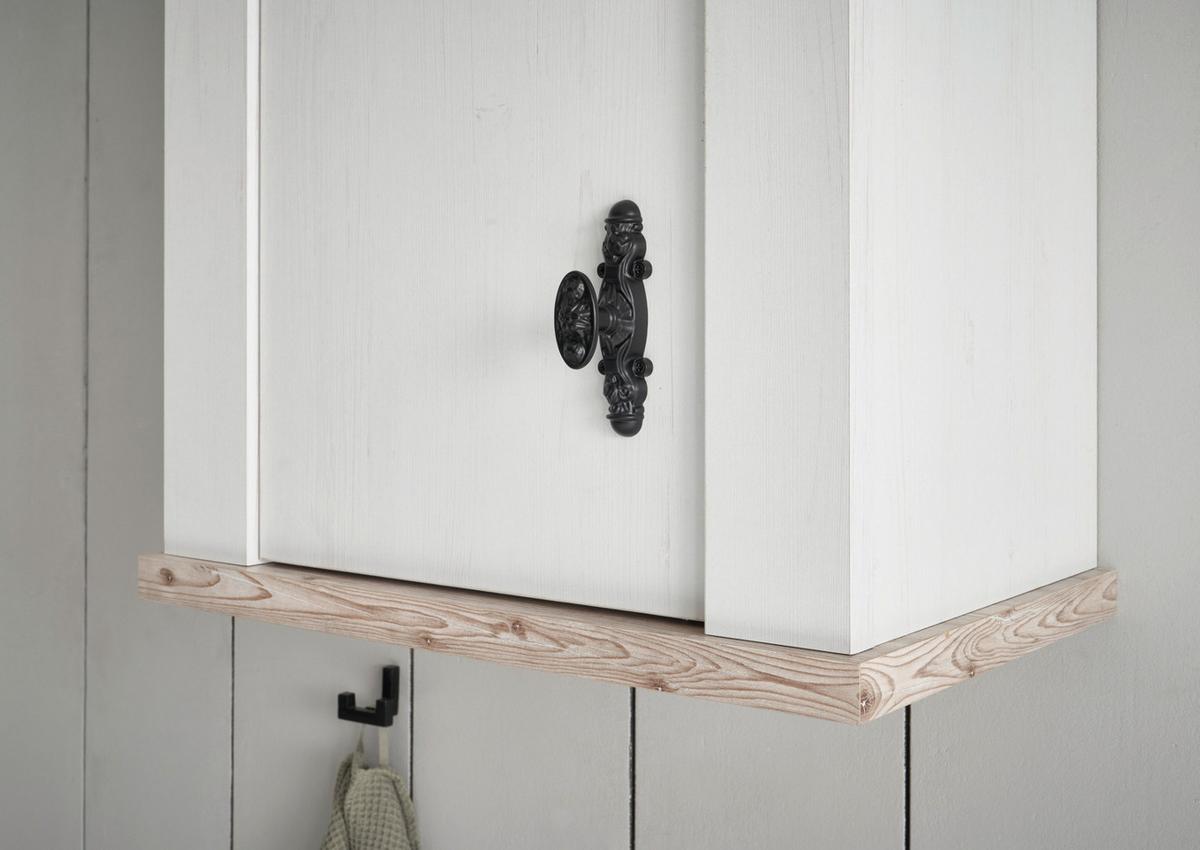 HÄNGESCHRANK weiß Pinie Landhaus, Küchenschrank hängend 55 x 85 cm, Soft-Close - Schwarz/Weiß, Holzwerkstoff/Metall (55/85/34cm) - Furn.Design
