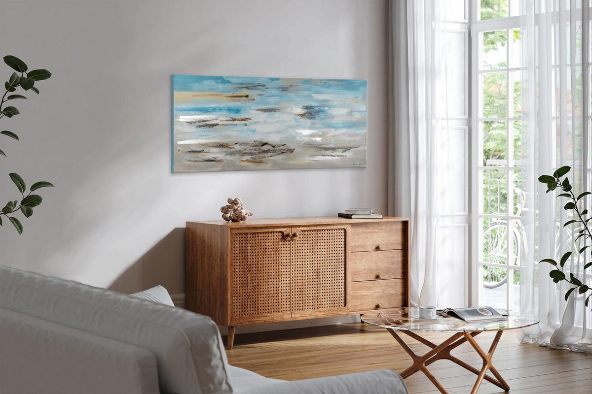 ÖLGEMÄLDE 140/70 cm - Blau/Grau, Holz/Textil (140/70cm) - KUNSTLOFT