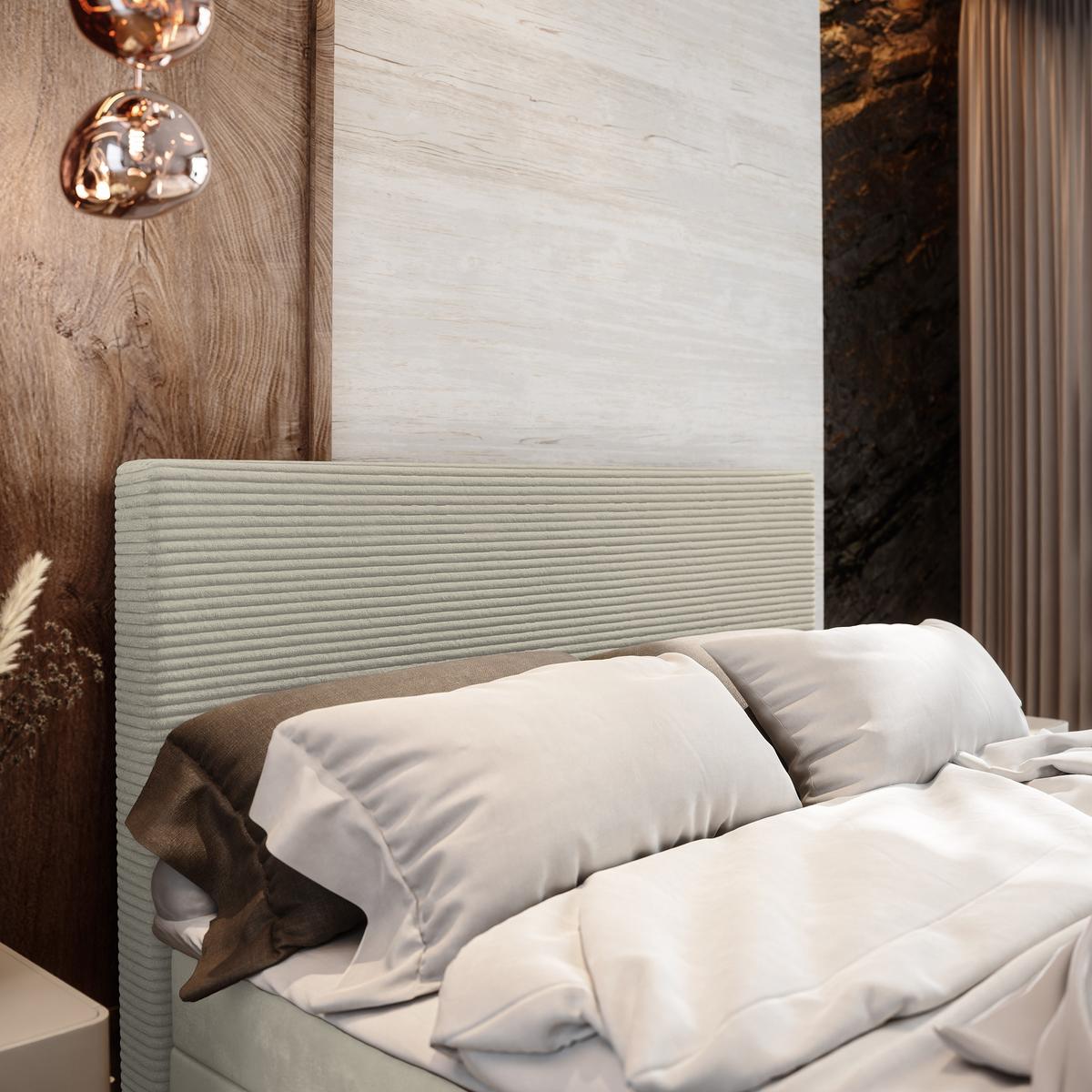 BOXBETT ALORIA 180x200 cm mit Matratze und Topper - Creme - Creme, Holz (180/200cm) - MASSENO