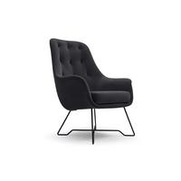 SESSEL SEDUTA, Modern Polstersessel Loungesessel, Velours-Stoff Schwarz - Schwarz, Holz/Metall (72.5/101.5/83cm) - MASSENO