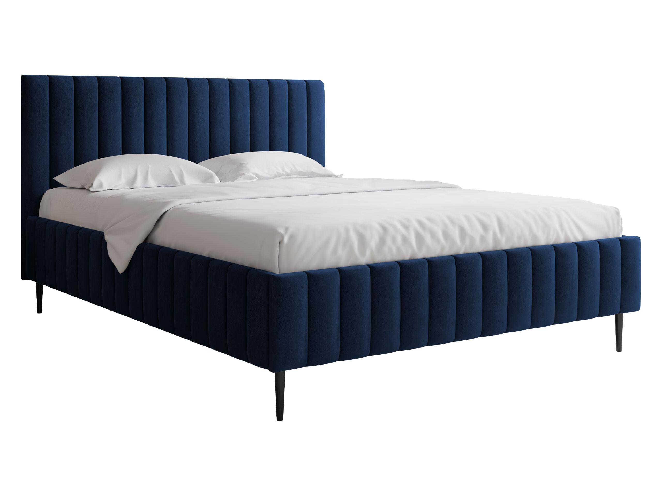 POLSTRBETT Lewezo Leg - Blau/Schwarz, Holzwerkstoff/Textil (140/200cm) - MIRJAN24