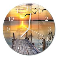 WANDUHR aus Glas Ø30 cm - Mostowe-See - Orange, Glas (30/30/0.4cm) - TULUP