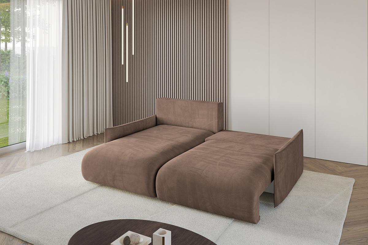 ECKSOFA Ottomane links ONESK-L -v1 216x177x72 Braun Velours - Braun, Holzwerkstoff/Kunststoff (216/177cm) - ALTDECOR
