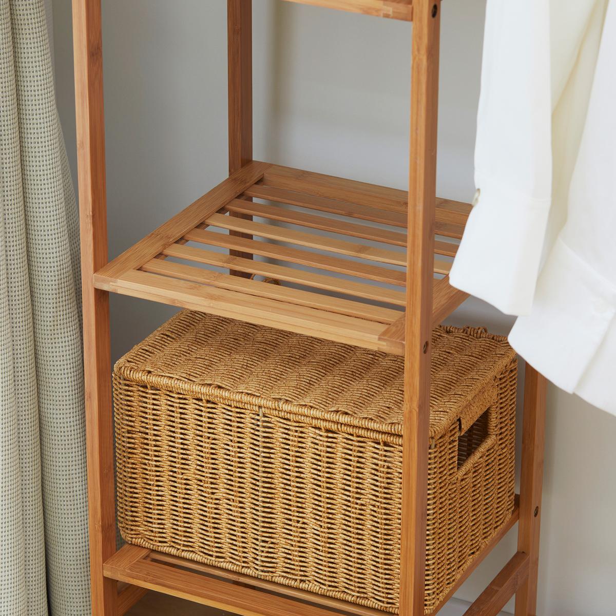 KLEIDERSTÄNDER Garderobenständer mit Kleiderstange, Schuhablag, Regal, Garderobe - Naturfarben, Holzwerkstoff (30/145/90cm) - HOMCOM