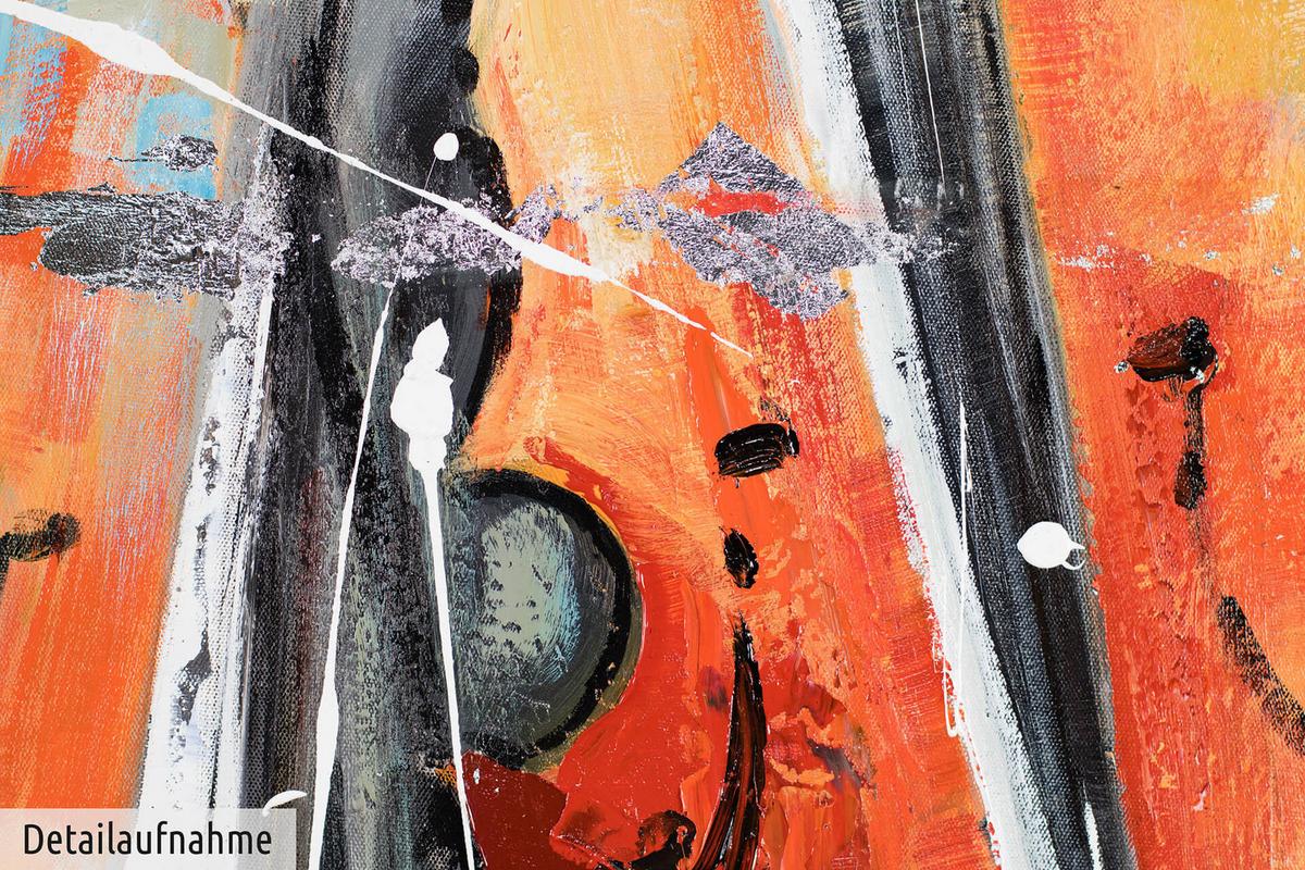 ACRYLBILD HANDGEMALT 120/80 cm - Orange/Grau, Holz/Textil (120/80cm) - KUNSTLOFT