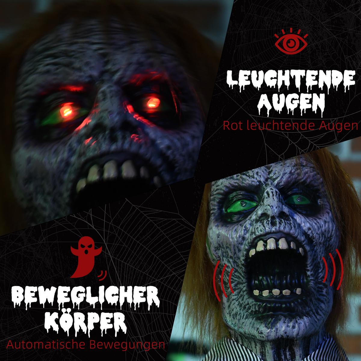 HALLOWEEN Dekoration 170cm Kettensägenmörder mit beweglichem Körper, Arm - Multicolor, Kunststoff (18/170/130cm) - HOMCOM