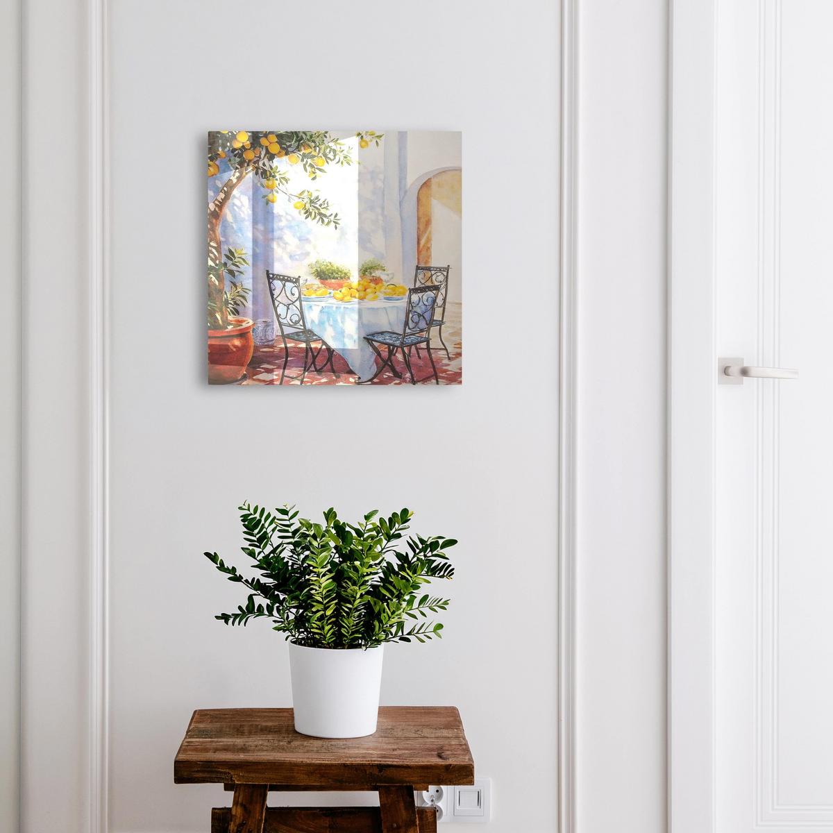 SCHLÜSSELBOX Schwarz 30x30 cm- Türöffnung nach rechts - Zitronengarten - Blau, Metall (30/30/5cm) - TULUP