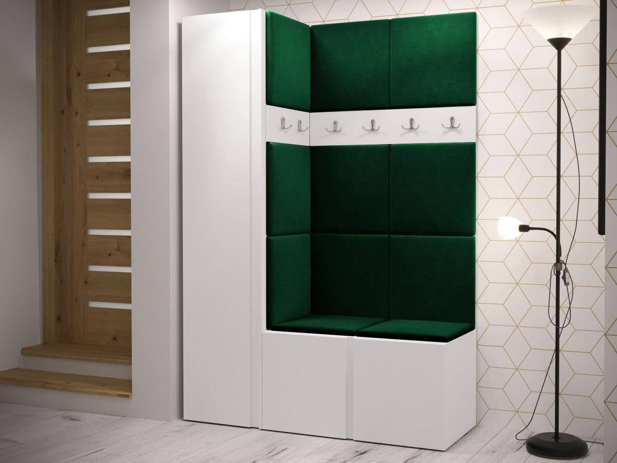 GARDEROBEN-SET Orion IX - Weiß/Grün, Holzwerkstoff/Kunststoff (124/186/46cm) - MIRJAN24