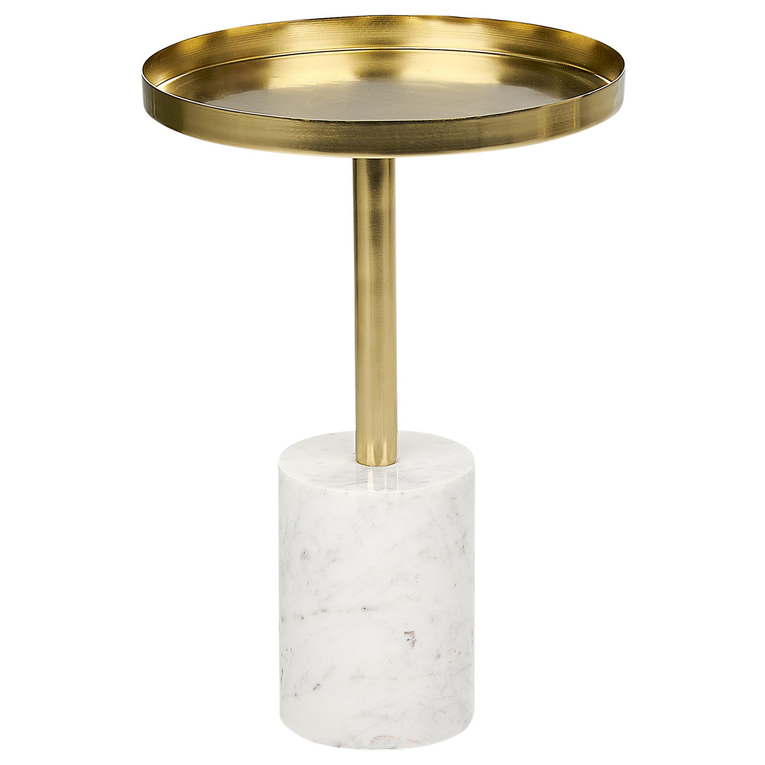 BEISTELLTISCH Metall/Marmor gold/weiß rund 36 cm Camelo - Goldfarben/Weiß, Metall (36/36/52cm) - Beliani
