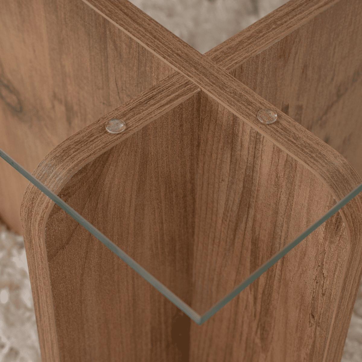 COUCHTISCH mit Tischplatte aus gehärtetem Glas 105/65/30 cm - Kieferfarben, Holzwerkstoff (110/65/30cm) - Calicosy