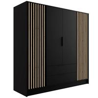 KLEIDERSCHRANK NELIA - 200 cm - Schwarz/Eiche Artisan, Holzwerkstoff (200/200/51cm) - ALTDECOR