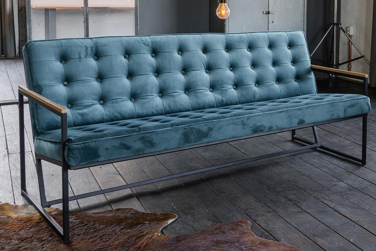 POLSTERBANK ARLY Petrol Velvet - Petrol, Textil (173/80/77cm) - KAWOLA