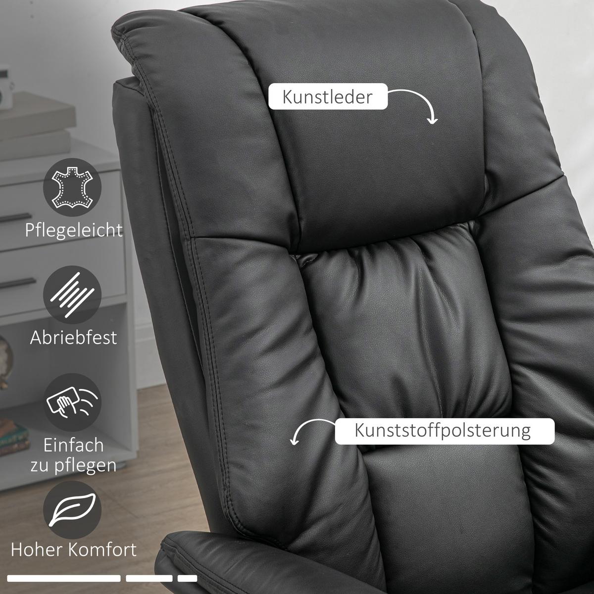 RELAXSESSEL, Kunstleder Schwarz - Schwarz, Kunststoff (89/110/77cm) - HOMCOM