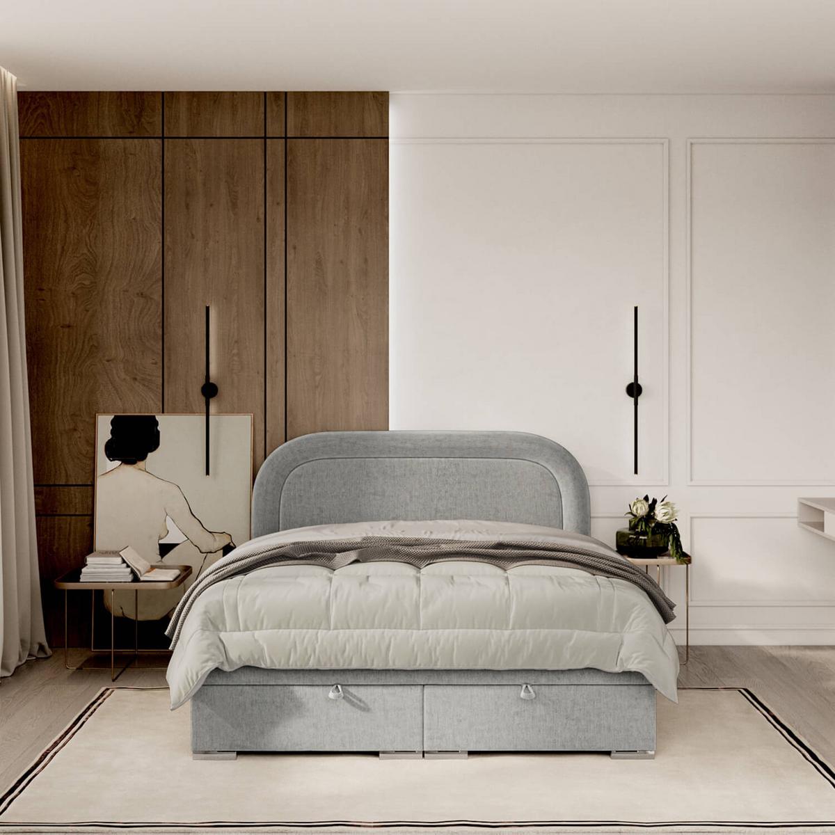 POLSTERBETT Harmony mit Stauraum 120/200 cm Hellgrau im Lotta Stoff - Chromfarben/Hellgrau, Holz/Holzwerkstoff (120/200cm) - AltaBeds