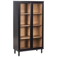 VITRINE mit Glastüren 80 cm Schwarz Tingledale - Schwarz, Holzwerkstoff (80/151/40cm) - Beliani