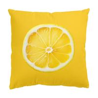 KISSENBEZUG Große glückliche Zitrone auf Gelb 40/40 cm - Gelb, Textil (40/40cm) - Bilderwelten